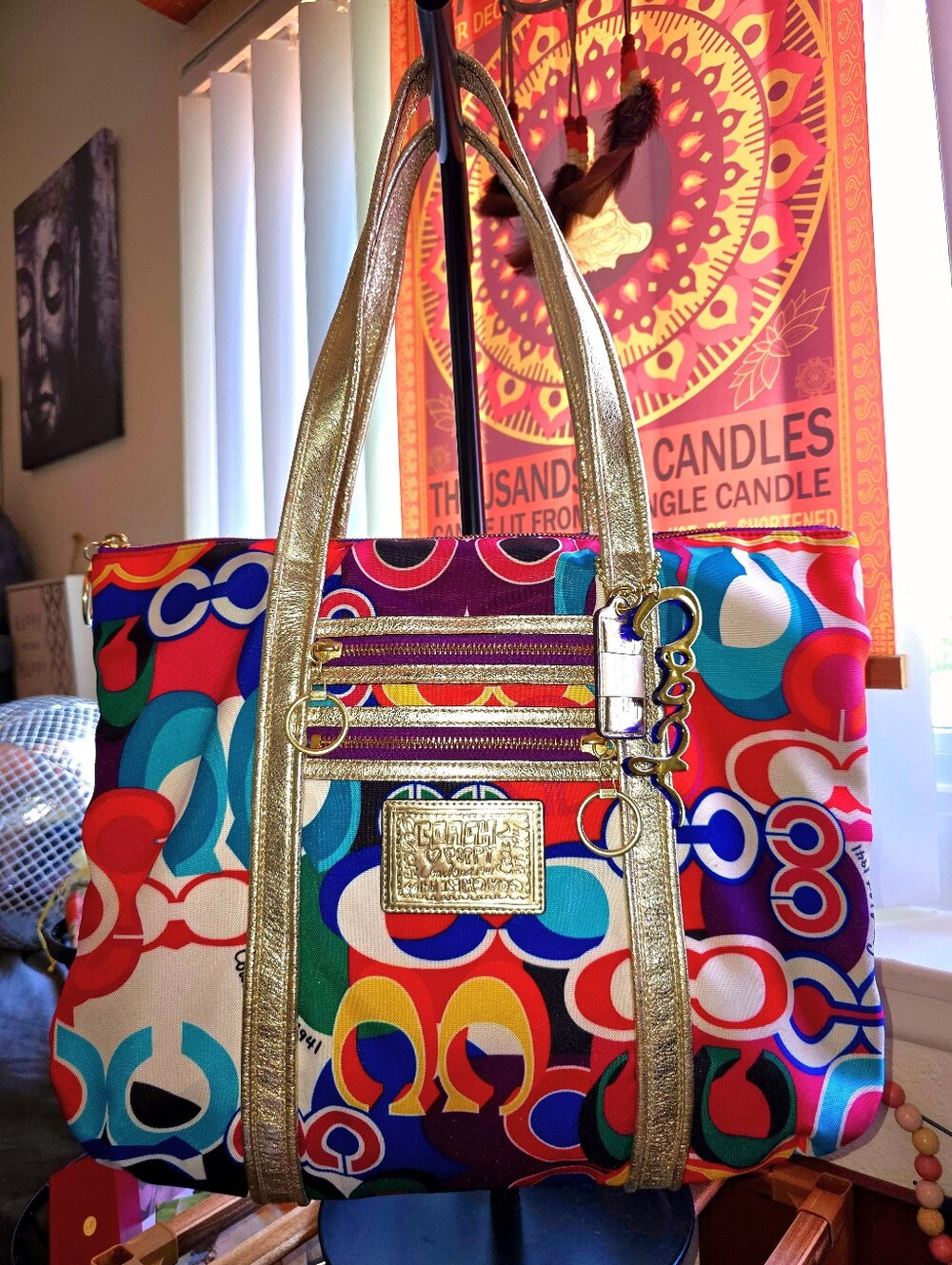 Coach Poppy Pop C Grafitti Signature Glam Tote (#13839)